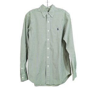 Ralph Lauren Classic Fit Green & Blue Plaid Button Down Shirt - Size Small Mens